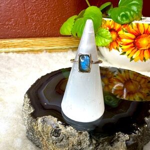 New 925 sterling silver labradorite ring size 7 blue crystal gemstone gift boho